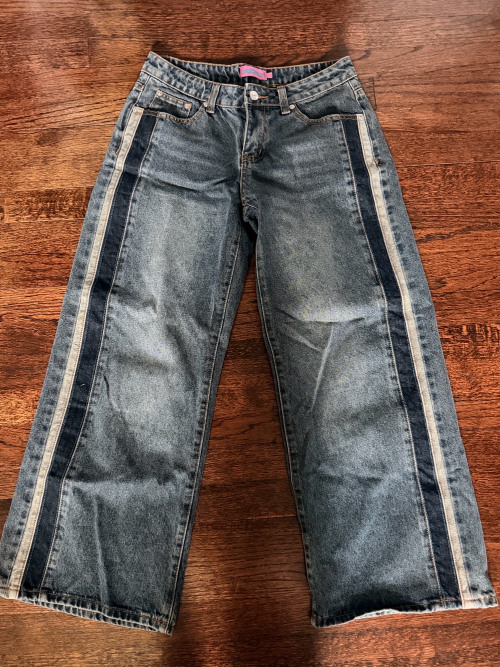 Edikted petite contrast panel low rise jeans